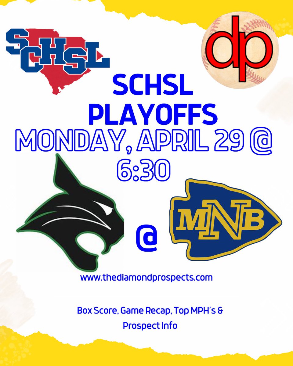 Playoff season is here and our staff will be out in full force tonight! @NHSTrojanBB vs @LDHS55Baseball (@coachcorywelch) @LHS_Baseball3 vs @Greer_Baseball (@MabryBarry) @WestsideBSB vs @Airport_Eagles (@BanksFaulkner11) Bluffton vs @NMBAthletics (AA)