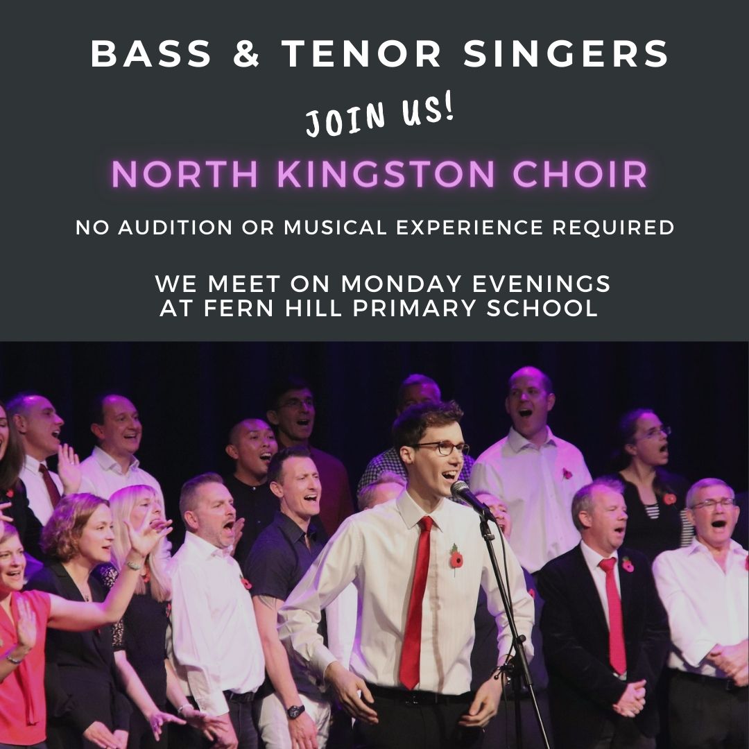 We have spaces available for Bass &amp; Tenor singers! Join us via northkingstonchoir.org.uk/contact