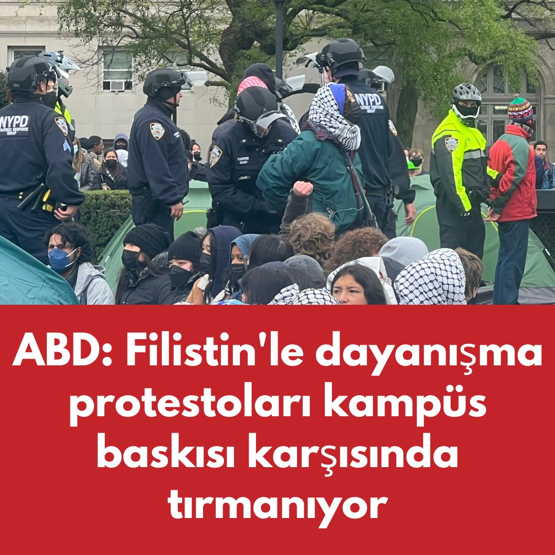 ABD: Filistin'le dayanışma protestoları kampüs baskısı karşısında tırmanıyor 
Filistin'e özgürlük!
Öğrenci-işçi dayanışması için!
Sosyalist enternasyonalizm ve dünya devrimi için!
Zafere kadar İntifada!
Yazımıza biomuzda bulunan linkten ulaşabilirsiniz.
#israilesevkiyatıdurdur