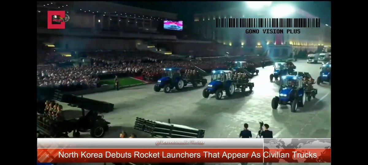 la Corea del Nord ha introdotto una nuova svolta in quanto al concetto di 'mimetizzazione'.. la parata davanti a Kim Jong-un presenta una flotta di sistemi di lanciamissili travestiti da camion civili, camion di cemento, camion di pollame e trattori.. tutto molto tristemente 👇