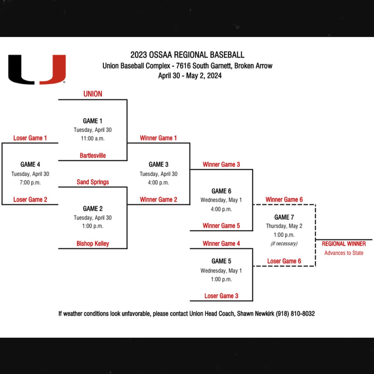 Regional Baseball Schedule!!