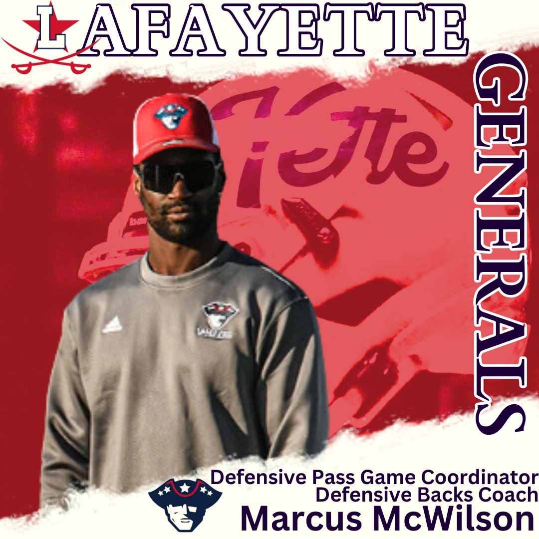 Back for his second season with the Generals, Coach Marcus McWilson will serve as our Defensive Pass Game Coordinator/Defensive Backs Coach.  A former UK and NFL player, Coach McWilson is a great coach and resource for our players #GoGenerals
