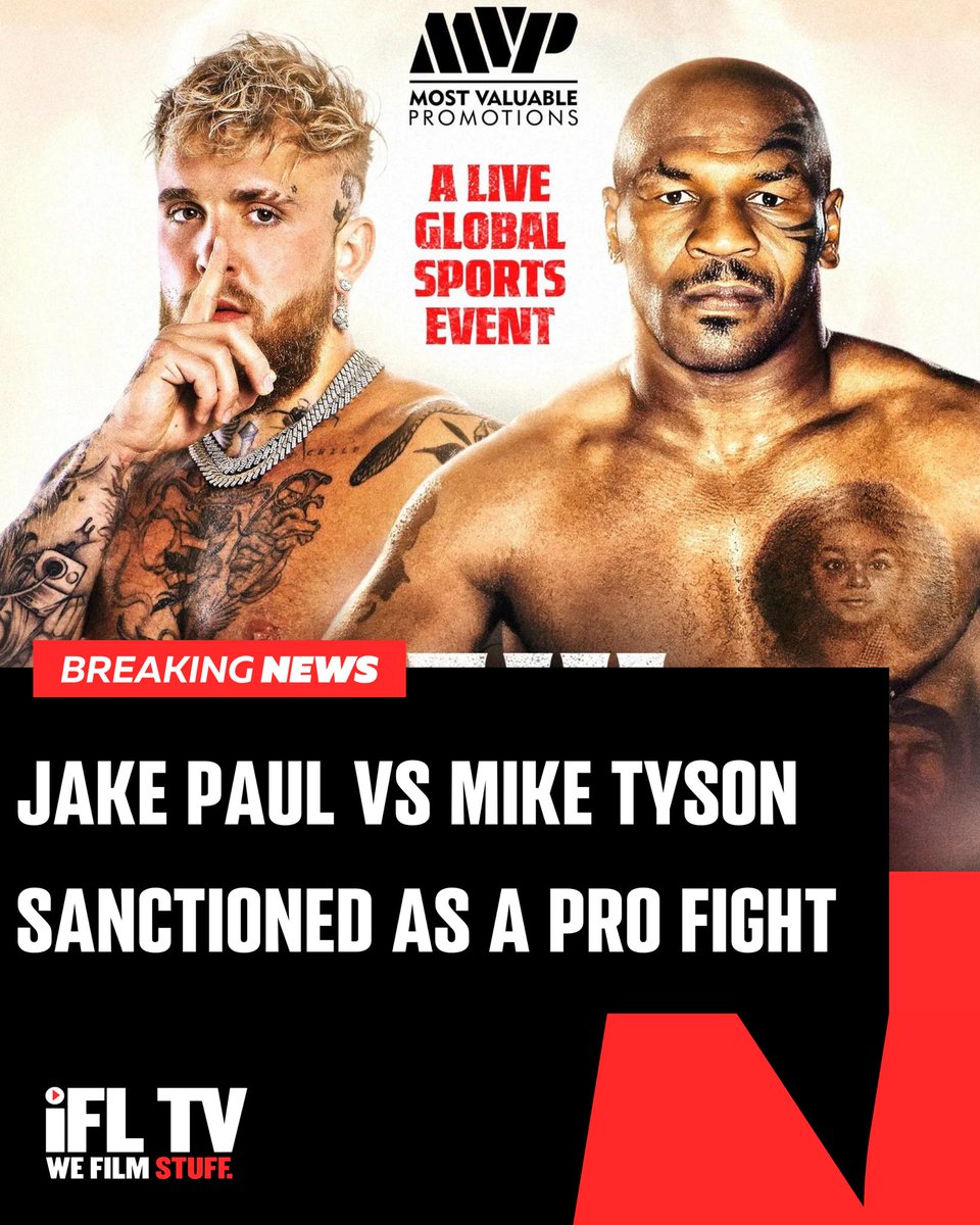 🚨 Jake Paul vs Mike Tyson has now been sanctioned as a professional fight. Thoughts? 🤔 @jakepaul vs @MikeTyson #PaulTyson #JakePaul #MikeTyson