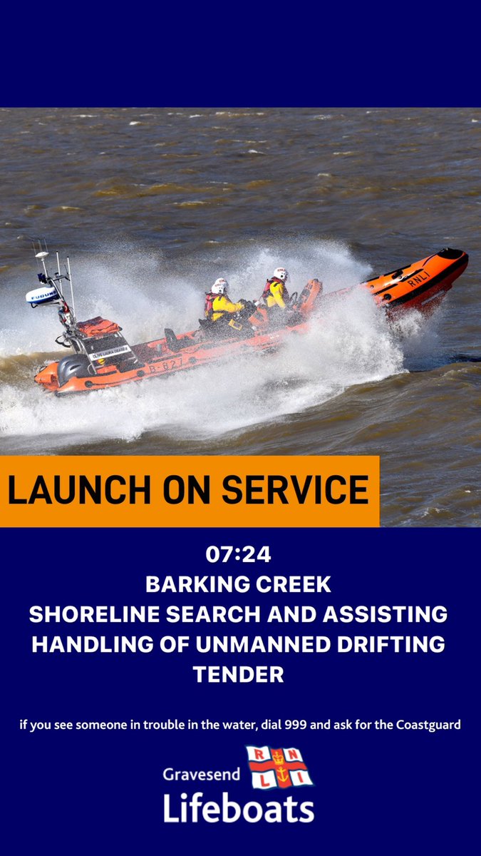 ☎️ LAUNCH ON SERVICE ☎️

#SavingLivesAtSea #RNLI #Lifeboat #Charity #Lifeboats #Gravesend #RiverThames #volunteer #SAR #SearchAndRescue