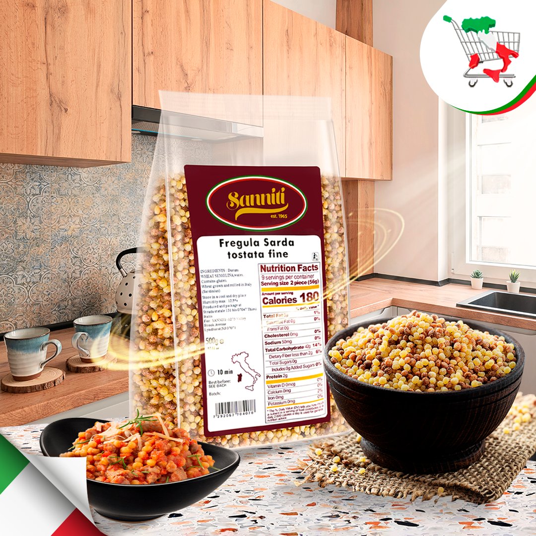 Discover the authentic essence of Italian cuisine with Sanniti Toasted Fregula Sarda! 🇮🇹✨ This exquisite pasta from Sardinia will transport you to the sunny shores of the Mediterranean with every bite. Its unique texture and toasted nut flavor are the perfect complement to your…