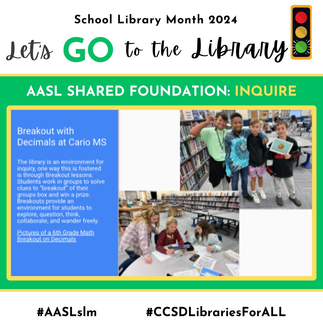 Teacher librarians love to help create opportunities for students to explore & problem solve! Using BreakoutEDU boxes allows for students to have experiences that are engaging, interactive & connect with state standards. #AASLslm #CCSDLibrariesForALL @ccsdconncts @scaslnet @aasl