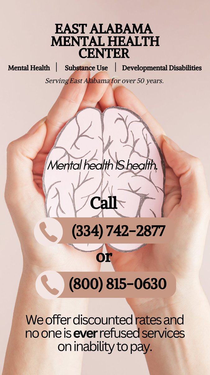 ⚠️EMERGENCY SERVICES⚠️
If you're in crisis or need to speak with a mental health professional, call us anytime at:
(334)742-2877 or (800)815-0630

There's help available 24/7.
#mentalhealth #crisiscare #helpline #eamhc #therapy #substanceabuse #developmentaldisabilites