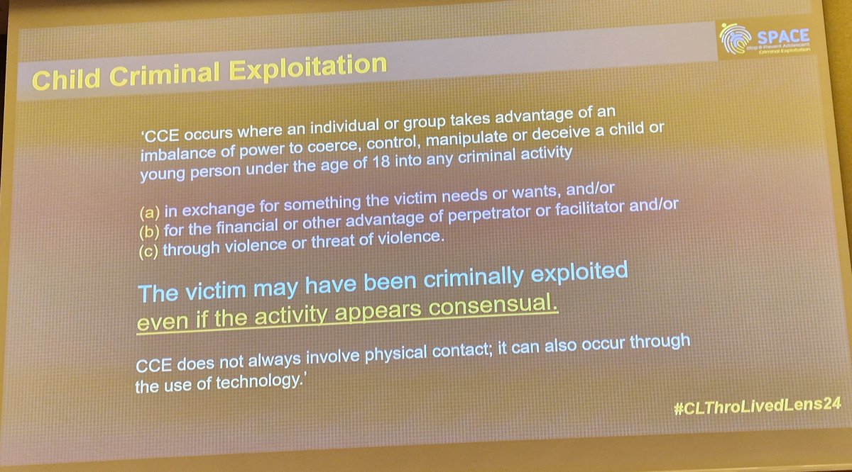 County Lines is Forced Criminality Children are rewired for crime. * We need to reframe the language & perspectives as we did with Child Sexual Exploitation Children don't travel ; they are trafficked and enslaved. #CLThroLivedLens24 @bespaceaware @SAPHNAteam @SAPHNAsharonOBE