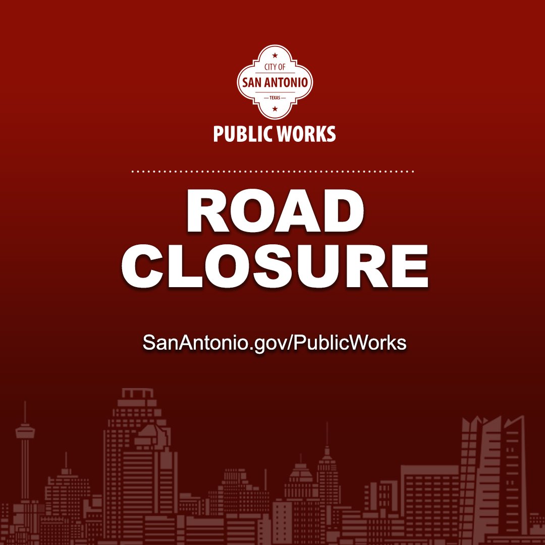 🚨ROAD CLOSURE: Private construction will require a FULL CLOSURE of Martin Street (between Soledad and St. Mary’s) for crane installation for the Intercontinental Hotel renovation. 🏗️April 29-May 17. 🏗️Sidewalk access will be maintained.