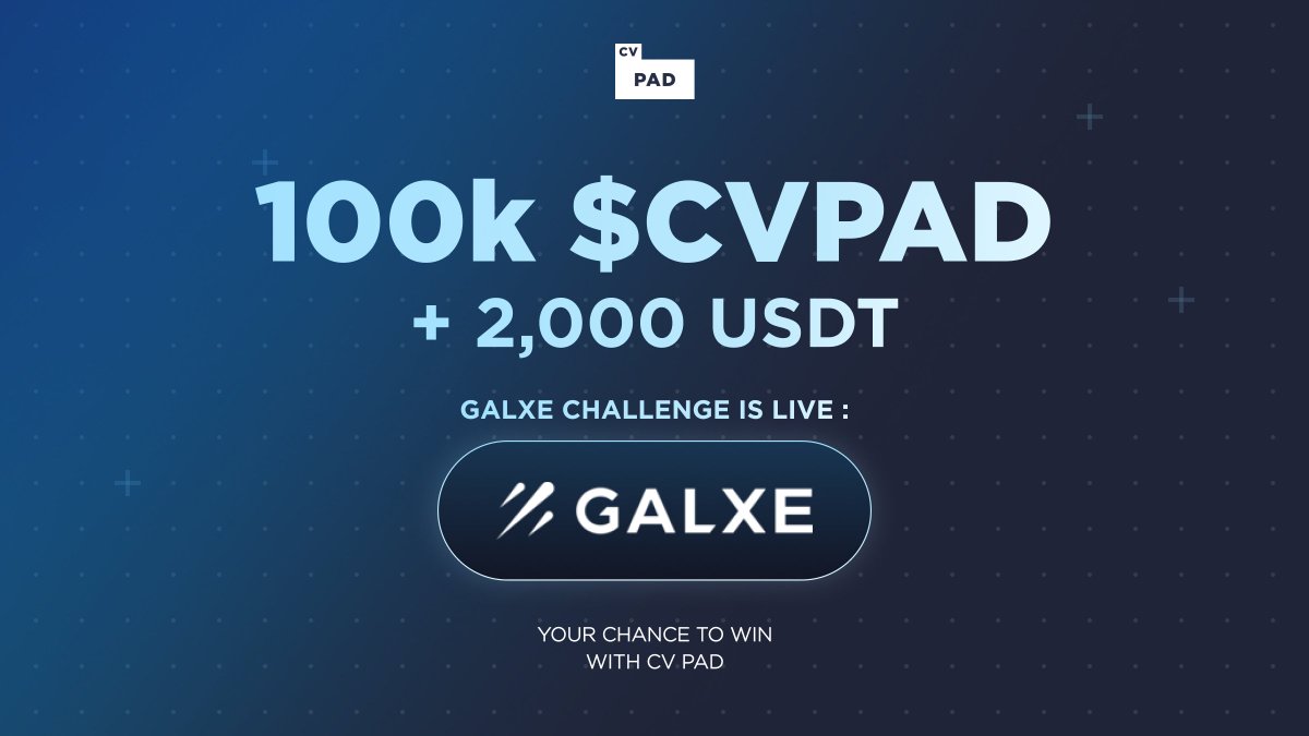 Competition time 🥁 TGE is getting closer and closer, what better way to celebrate than with a @Galxe campaign 💫 With 100,000 $CVPAD and $2,000 $USDT on the line, this is one challenge you don't want to miss... 😶‍🌫️ Link: app.galxe.com/quest/m8VgfAzx…