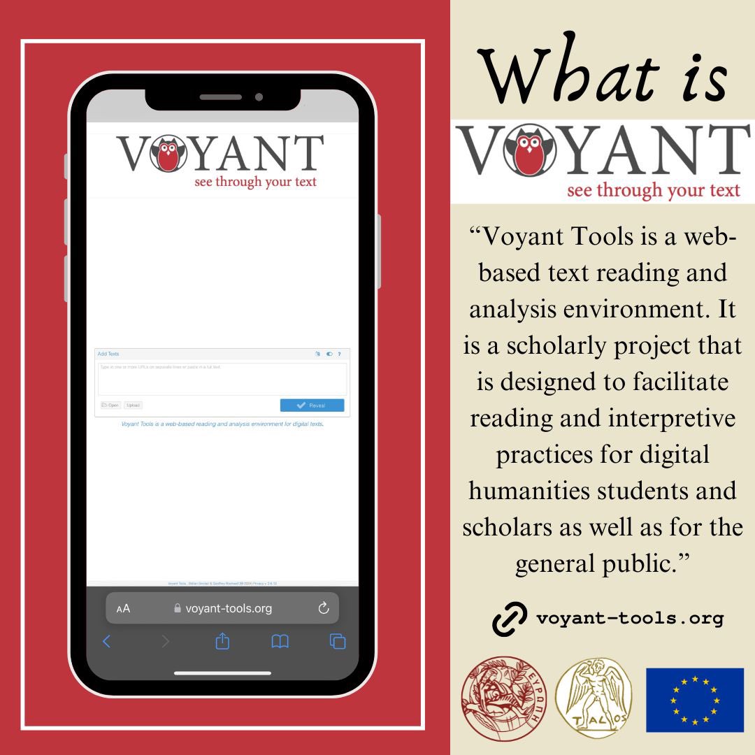 What is…Voyant Tools?
•
Part 4️⃣
—> @en
•
Link: voyant-tools.org
•
#AI
#ArtificialIntelligence
#DigitalHumanities
#DH
#Talos
#TalosUoC
#ComputerScience
#Semantics
#SemanticAnnotationoftexts
#digitalization
#NLP
#standards
#standardsforSSH
#SSH
#TALOSAI4SSH 
#UOC