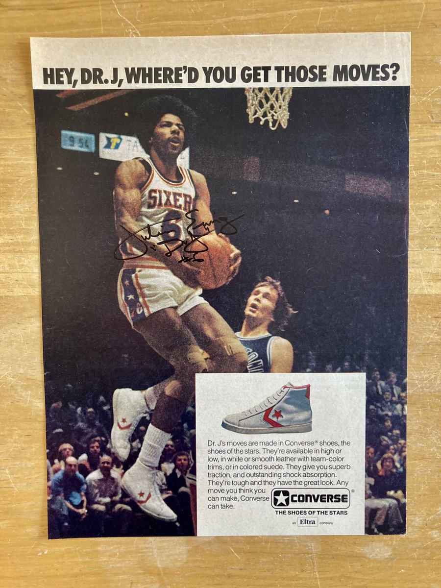 Today's Treasure from my collection: It is good to see Julius Erving recognized at the 76ers playoff games, as he is true basketball royalty. Loved these ads & shoes. I think Dr. J is overshadowed more than he should be by Bird, Magic & Jordan.