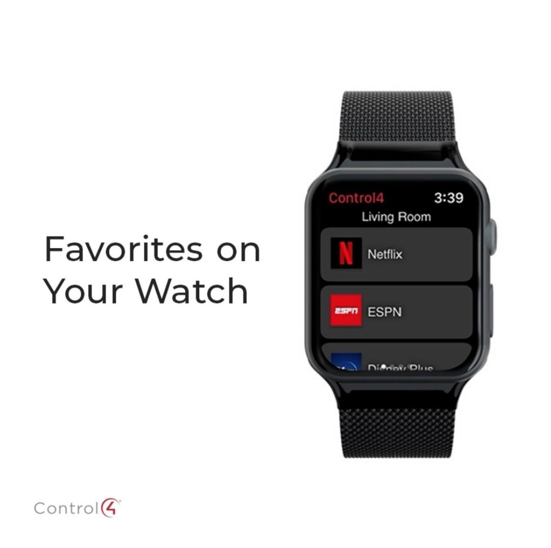 Your Control4 favorites now appear on the Apple Watch for easy access to the media, devices, and experiences you use the most! Smart homes and Smart Watches, how cool is that!⁠
⁠
#control4 #control4_smart_home #control4smarthome #smartwatch #smartwatches #apple #applewatch