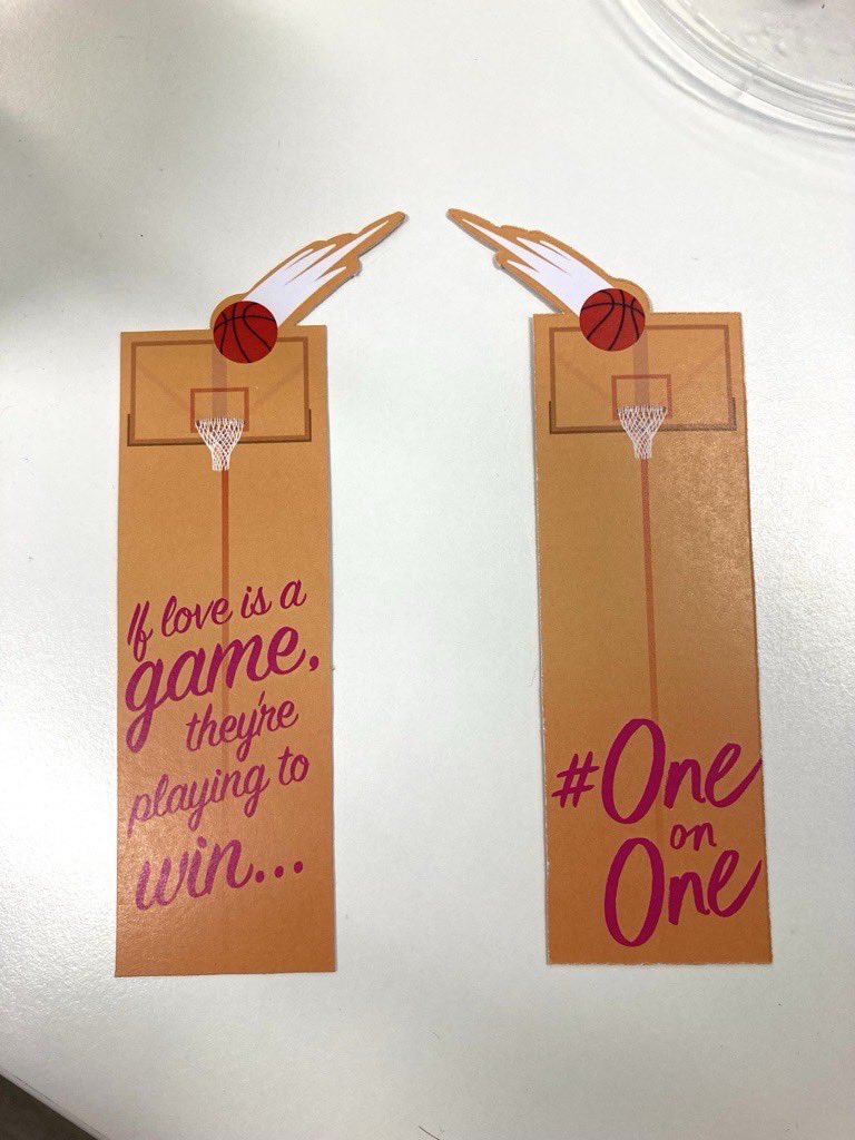 Shout out to <a href="/LydiaBlagden/">Lydia Blagden</a> who managed to translate my poorly drawn vision into the cutest bookmarksl 🤩🏀 #OneOnOne