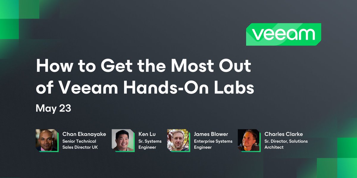 Hands-On Labs is a great resource to learn more about @Veeam products & it has SO much to offer! Learn how you can make the most of Hands-On Labs during this event! 💡tinyurl.com/OnLabs