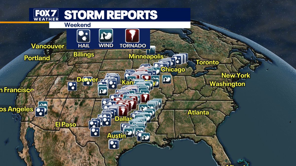 #severeweather season got off to a quick start this weekend. Over a hundred tornadoes from Oklahoma to Iowa. #fox7austin #tornado #uswx