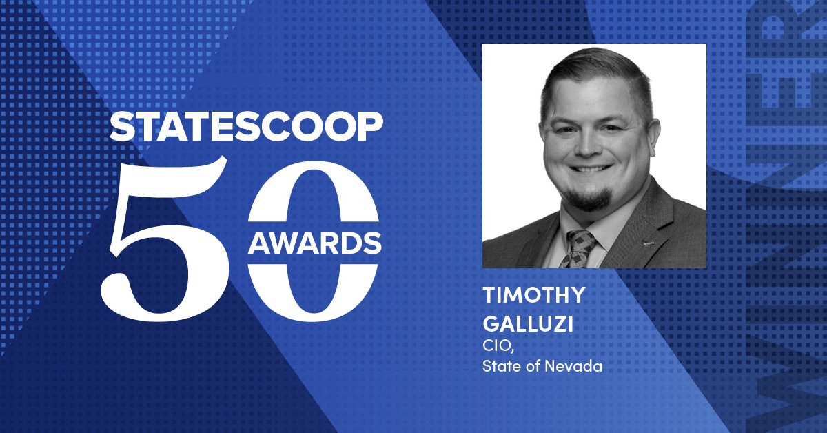 Congratulations to @timothy_galluzi, CIO of the @NVGovernment, for winning the GoldenGov: State Executive of the Year recognition at the 2024 #StateScoop50 Awards! @NV_OCIO 

See this year's winners here: statescoop.com/list/announcin…