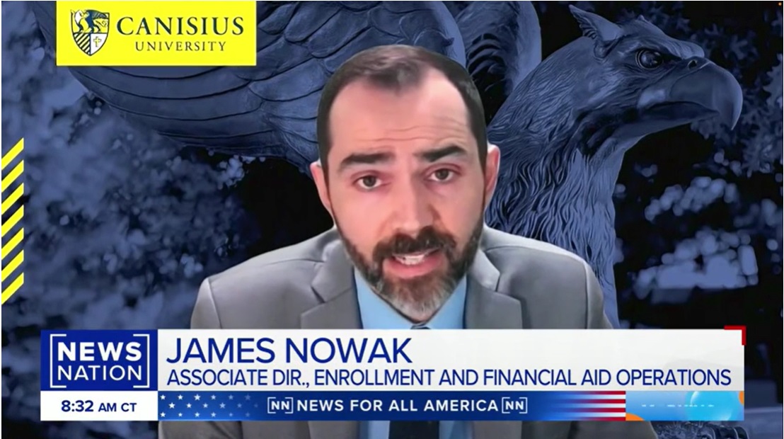 📺 Canisius is making headlines nationwide! @NewsNation interviewed James Nowak during its live morning broadcast. The associate director of financial aid shed light on the #FAFSA delays and discussed how Canisius is supporting students and families. loom.ly/vl0Vtq8