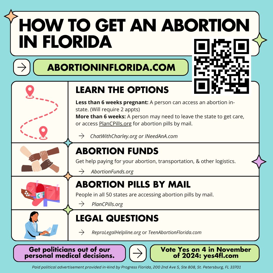 As of May 1, FL's six-week abortion ban will be imposed. Access to accurate info could literally change the course of someone's life. We must vote Yes on 4 in November to END this near-total abortion ban AND share resources for all who may need to access an abortion this year.