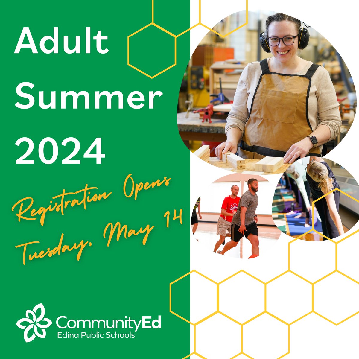 Edina Community Ed Adult Summer Registration opens May 14th‼️ Plan ahead at 𝙚𝙙𝙞𝙣𝙖𝙘𝙤𝙢𝙢𝙪𝙣𝙞𝙩𝙮𝙚𝙙.𝙘𝙤𝙢/𝙨𝙪𝙢𝙢𝙚𝙧2024 to see all class, programs and events offered for adults this summer. #lifelonglearning #discoverpossibilities #thrive #edinaschools