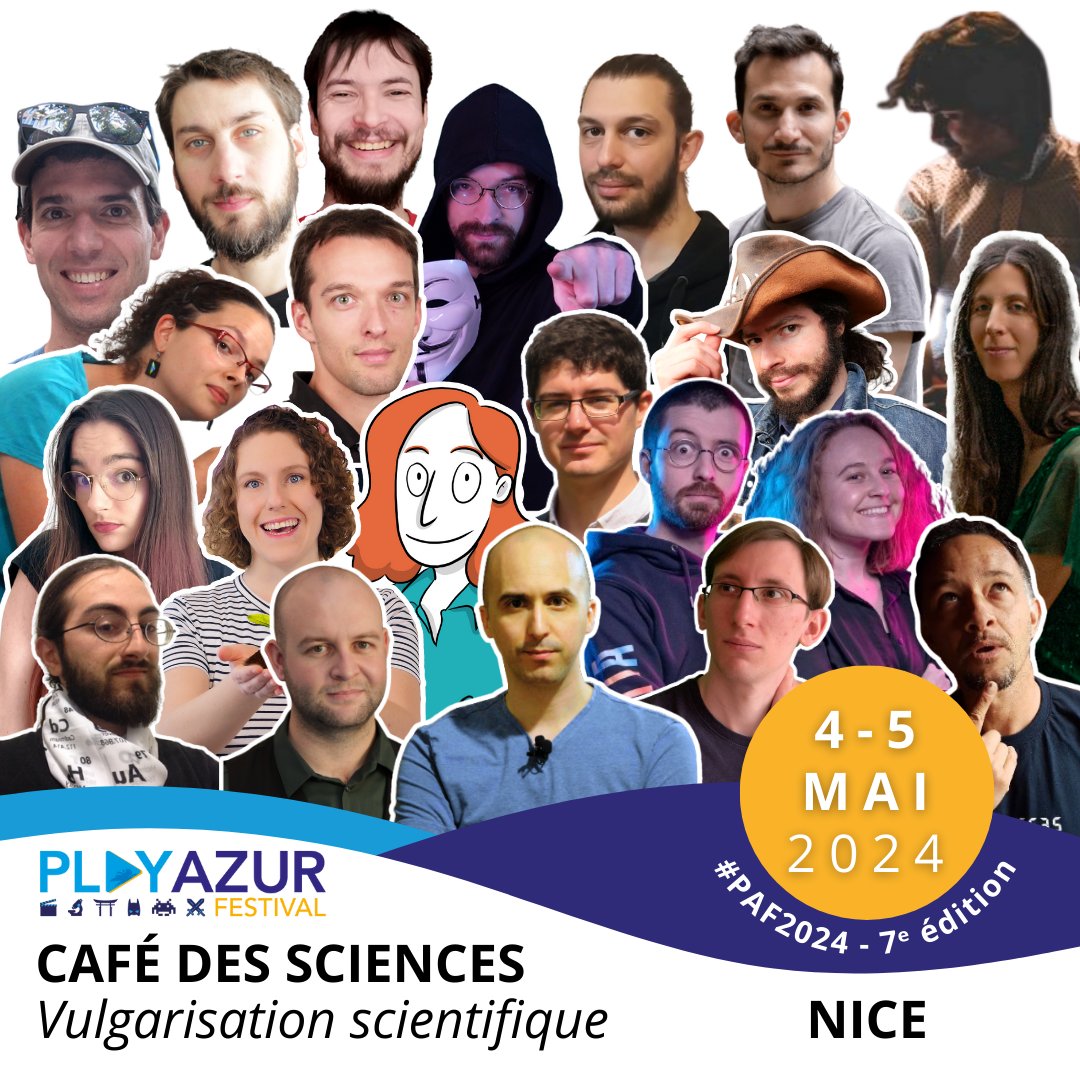 Ce week-end, je ferai partie de la délégation du @cafe_sciences qui débarquera en force au @PlayAzur, à Nice !

Au programme : des activités sur le stand du Café, une conférence tirée de la #BattleDuVivant et un créneau de dédicaces.

Passez nous voir, ça va être sympa !
#PAF2024