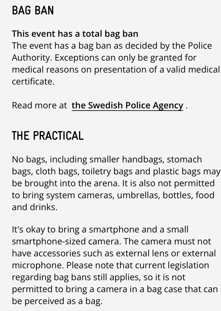 Dear Europe Swifties - I just read the Friends Arena Stockholm bag policy which is NO BAGS ALLOWED AT ALL!
Eek! Pockets it is I guess! #ErasTour