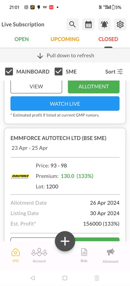 Stocks to list tomorrow 

1. JNK India (Mainboard)
Latest GMP: ₹121 (29%)
Estimated listing price: ₹536

2. Emmforce Autotech (BSE SME)
Latest GMP: ₹130
Estimated listing price: ₹186.20*

#ipo #emmforce #jnkindia
#ipopremium #ipogmp #ipoupdate #ipolisting

*An SME IPO is only…