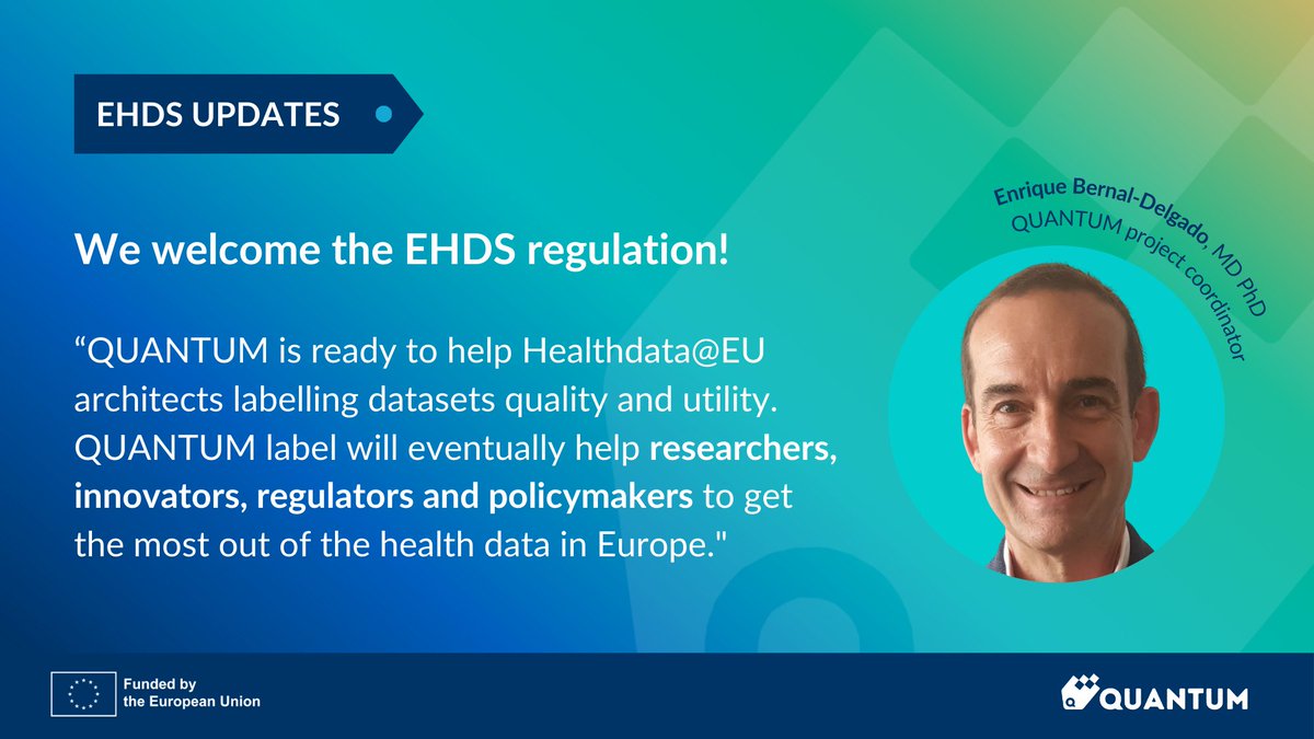 Last week, the @Europarl_EN approved the agreement on the European Health Data Space #EHDS. 
QUANTUM welcomes this new step, and is ready to contribute to the HealthData@EU infrastructure which will support the secondary use of #healthdata for #research, innovation, and policy!