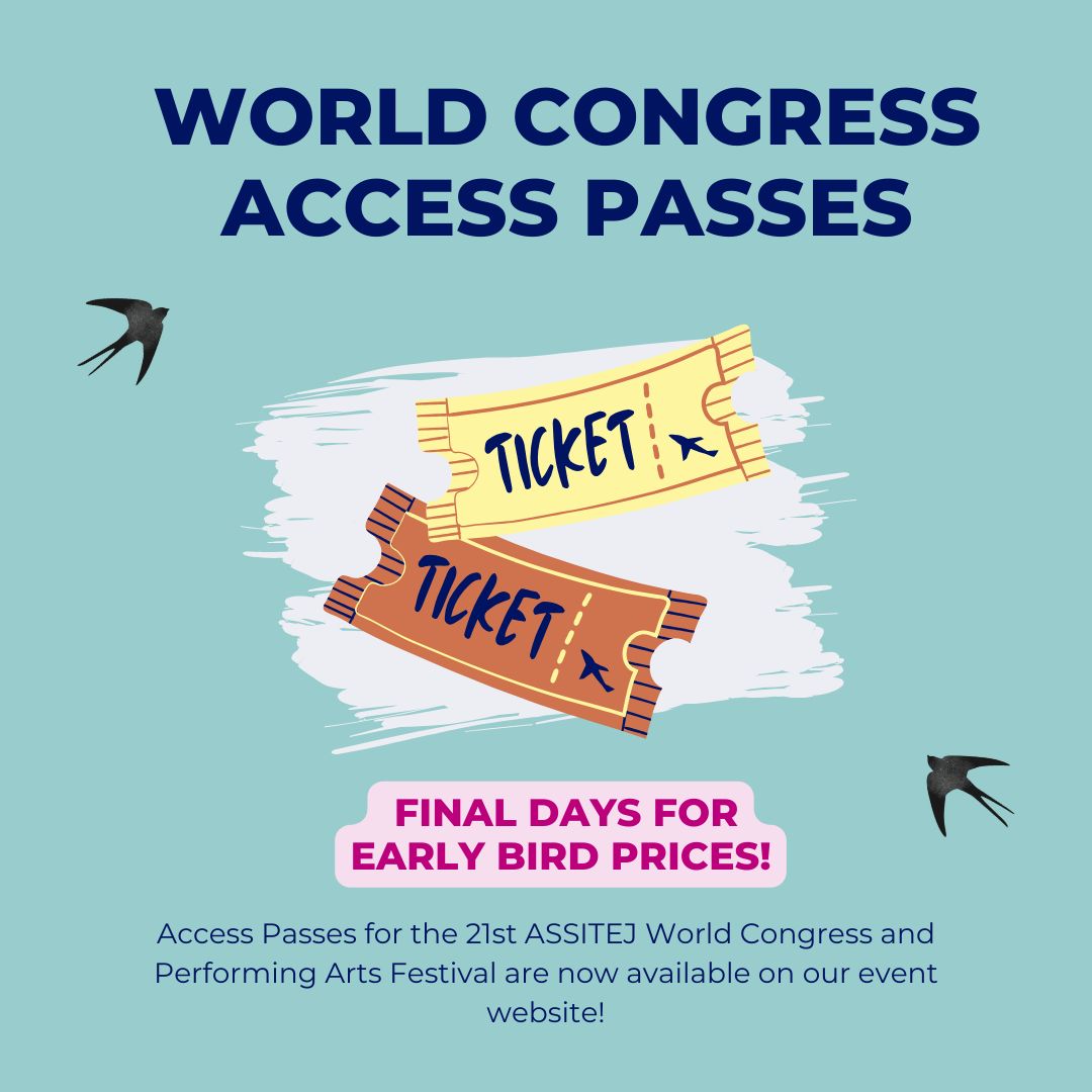 Discounted Access Passes will only be available until May 1st! Register now for the 21st ASSITEJ World Congress and Performing Arts Festival to allow your visa to process with enough time: buff.ly/49wFf5O #assitejinternational #assitej