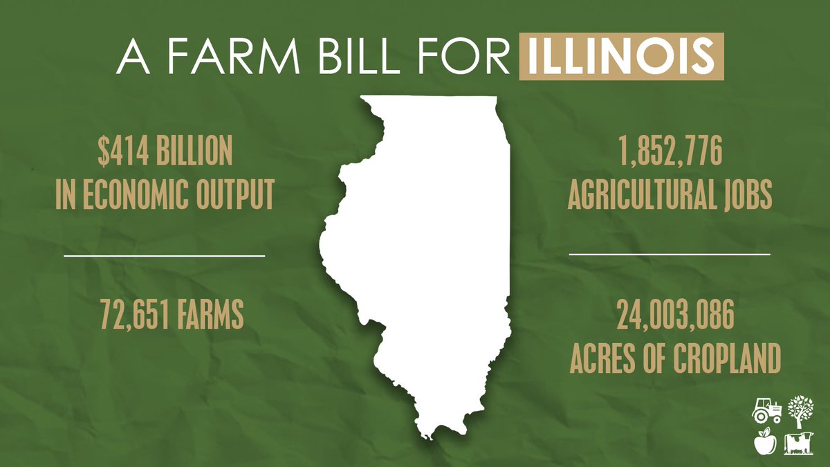 Hardworking Illinois producers are dedicated to providing our country and the world with everything from dairy products to soybeans. Illinoisans need a #FarmBill to support their farmers.