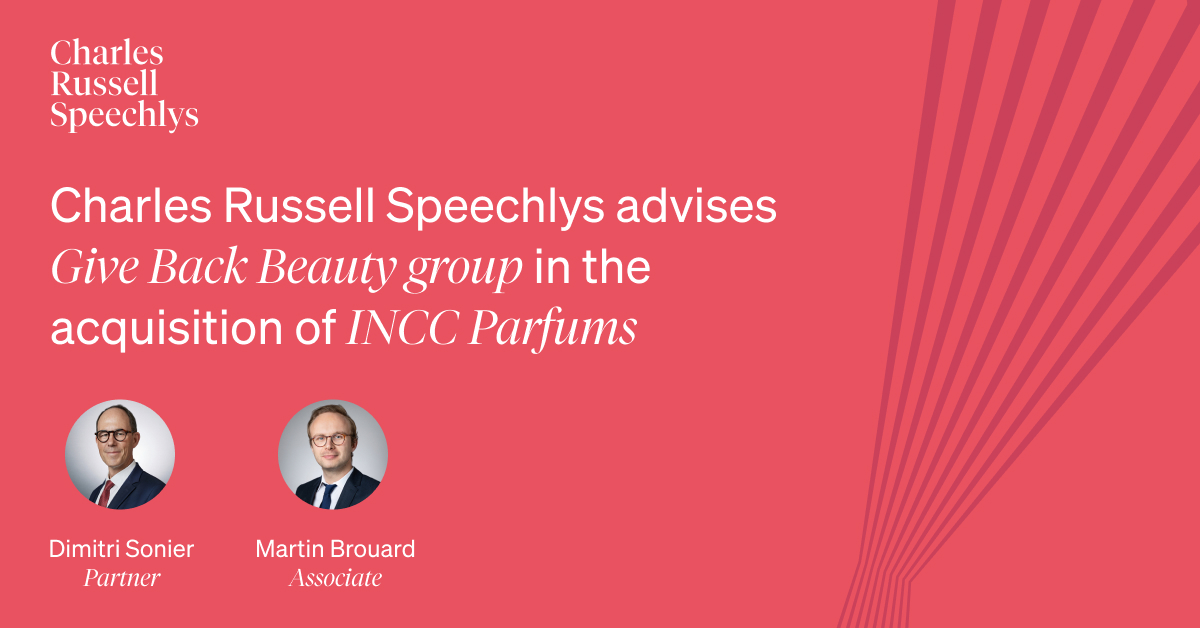 We invest our time in understanding our clients' ambitions, which is why we are pleased to have successfully advised Give Back Beauty group (GBB) on the acquisition of INCC Parfums, Mercedes-Benz Parfums’ license owner: crs.law/GsbI50Rni2H #GBB #Acquisition