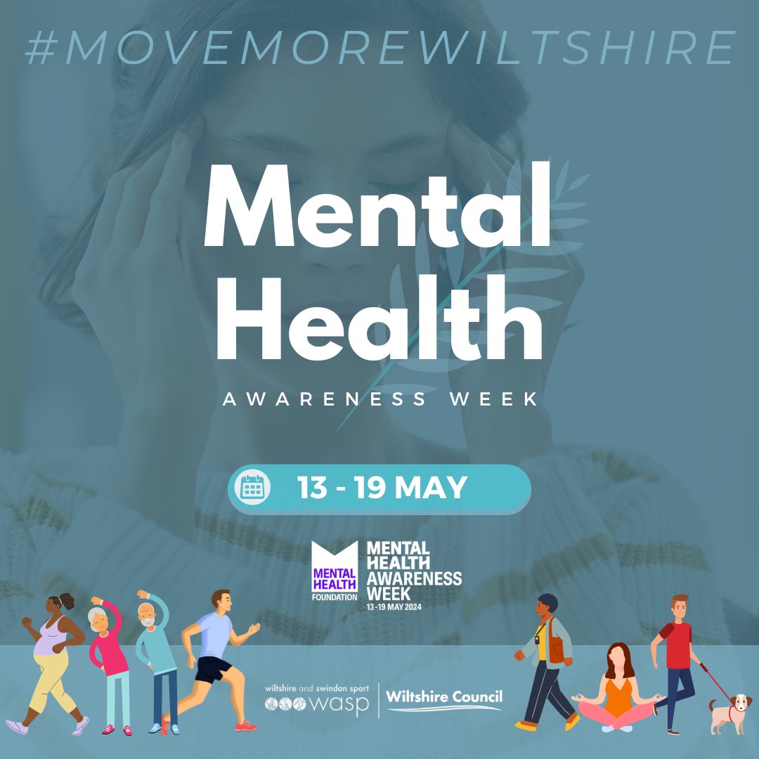 Only two weeks to go until Mental Health Awareness Week (13-19 May)!

Alongside @WiltsSport & @PHWiltshire we will be running a joint campaign to encourage people to move more for their mental health.

#mentalhealthawarenessweek #momentsformovement #movemorewiltshire