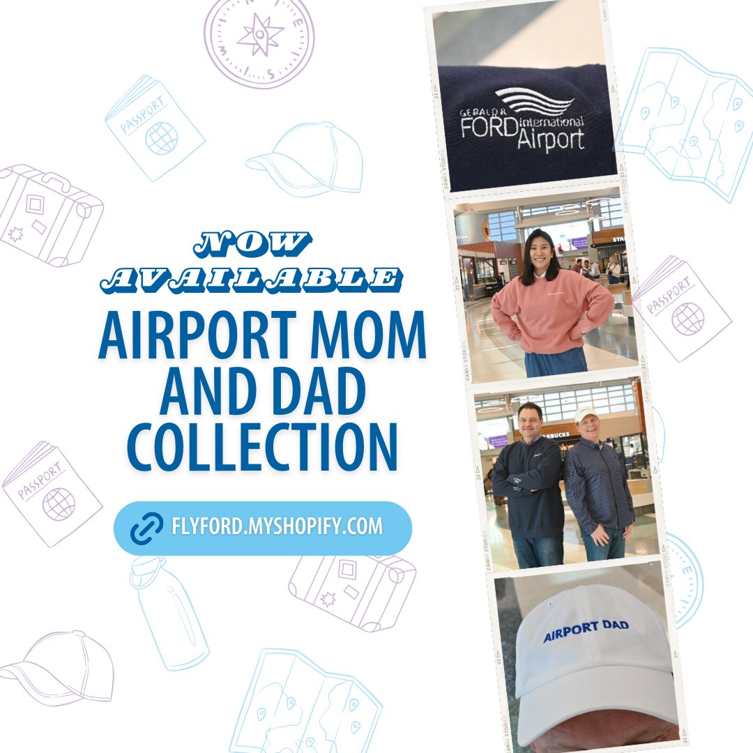 📢THE AIRPORT MOM AND DAD COLLECTION IS HERE! We may just have the perfect gift for Mother's Day or Father's Day. Special thanks to our President & CEO, COO, and CFO for serving as the parents for this product launch. 😉 Shop the new collection at flyford.myshopify.com