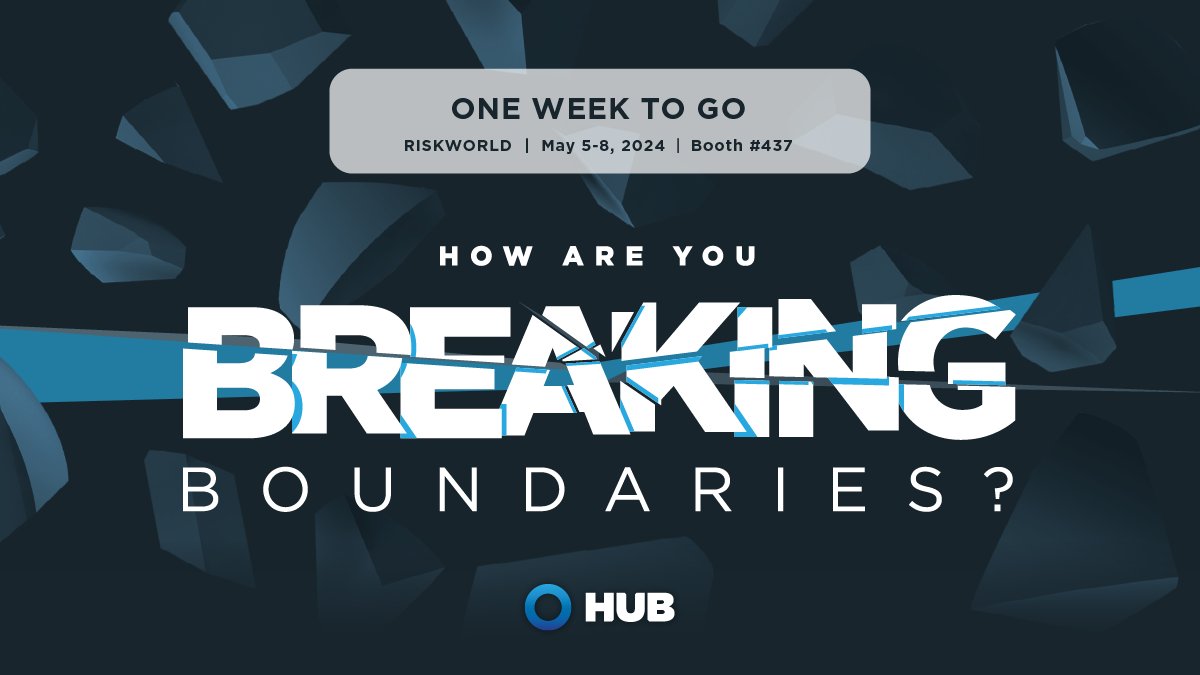 One week until the world’s largest gathering of risk practitioners descends on San Diego! We can’t wait to see you all there. Stop by Booth 437 to find out how we can break boundaries together!​ #RISKWORLD2024 #riskmanagement #BreakingBoundarieswithHUB