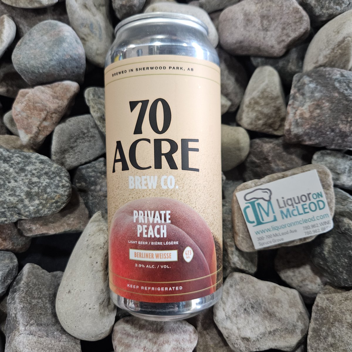 70 Acre Brewing Private Peach is Lightly soured and loaded with peach. This seasonal strikes a satiating contrast between tart, sweet, and refreshing. 

#sprucegrove #stonyplain #liquoronmcleod #70acrebrewing