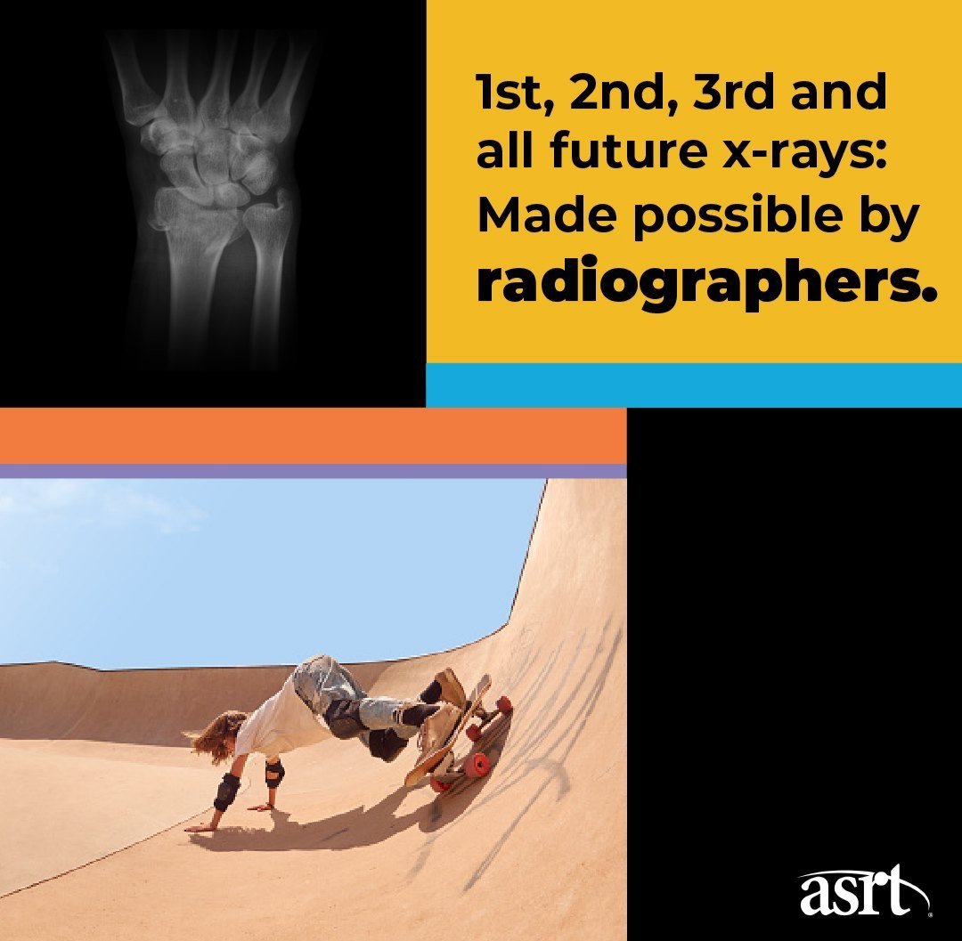 Imagen de la @ASRT  donde dan importancia a los profesionales #Radiographers que en 🇪🇸 son los #TSIDMN #TSID & #EcoTSID, porque todo ser humano con un problema de salud pasa por las manos de un profesional del mundo de la #Radiología como es un TSID 

🩻 #Healtcare #Radiology 🩻