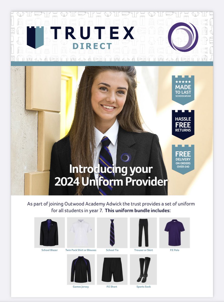 📢Year 6 into Year 7- remember to place your uniform order before 12th May! Please contact reception if you have not received your pack in the post