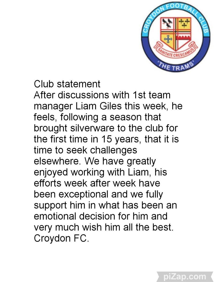 A statement from @Croydon_FC