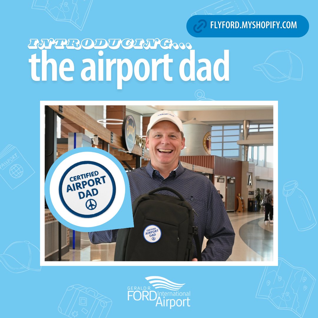 📢Introducing: The Airport Dad! We know you've seen them walking 10 steps ahead of you. The airport dads take their job very seriously. Shop flyford.myshopify.com for crewnecks, comfort colors t-shirts, hats, and patches, so your airport dad can powerwalk in style. 😎