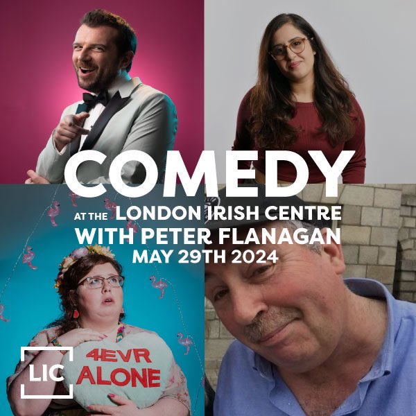 Secure tickets early for our May comedy night! It’s going to be a good one 🎈 @kevinmcgahern @AlisonSpittle Samira Banks Tommy Nicholson Hosted by @peterflanagancomedy 🎤 🗓️ Wed 29th May, 8pm londonirishcentre.ticketsolve.com/ticketbooth/sh…