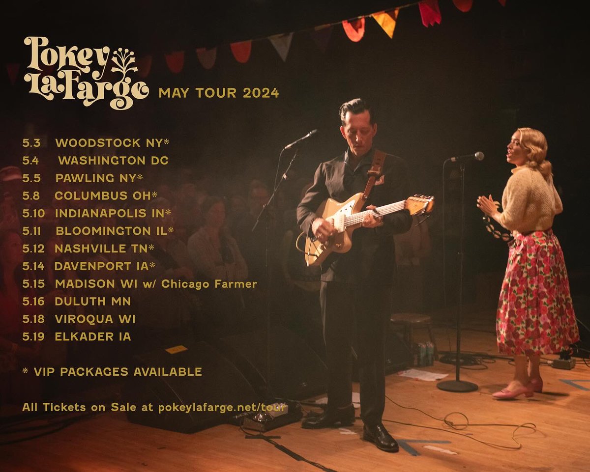 May Tour begins this Friday! We are excited to announce that Jonathan Plevyak will be joining @PokeyLaFarge as support for three nights! 5.10 @thehifiindy Indianapolis IN 5.11 @CastleTheatre Bloomington IL 5.12 @3rdandLindsley Nashville TN Tickets pokeylafarge.net/tour