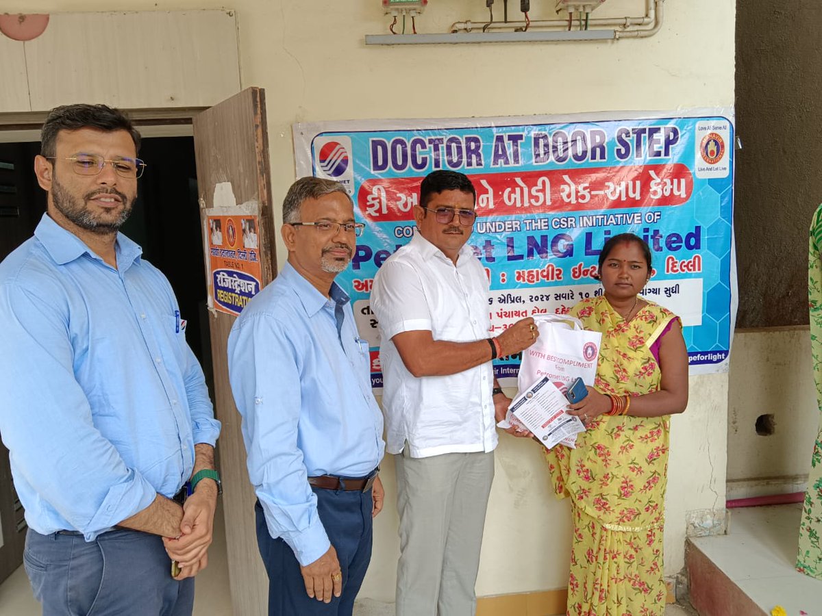 Building healthier communities! On April 26, 2024, PLL organised a free medical camp at Dahej, Gujarat. Over 153 patients were registered, 413 OPD were conducted including General Checkup, Eye check-up, ECG, BP tests, etc and nutrition kits were distributed to the beneficiaries.