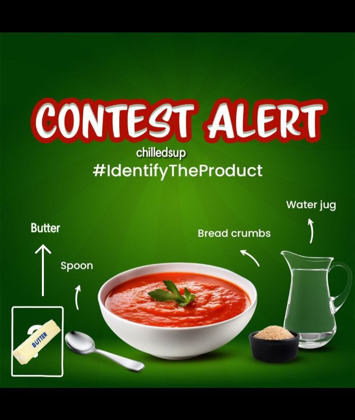@TitbitSpices To make Tit-Bit oriental 🍅 Tomato Soup 🍵

We need 
🥛 Water + 🍞 Bread  crumbs +❓️ Butter 🧈 & a spoon 🥄 to stir

#IdentifyTheProduct #TitBitSpices
@TitbitSpices 

@AaRTzuu 
@Arunkumar6106 
@indu