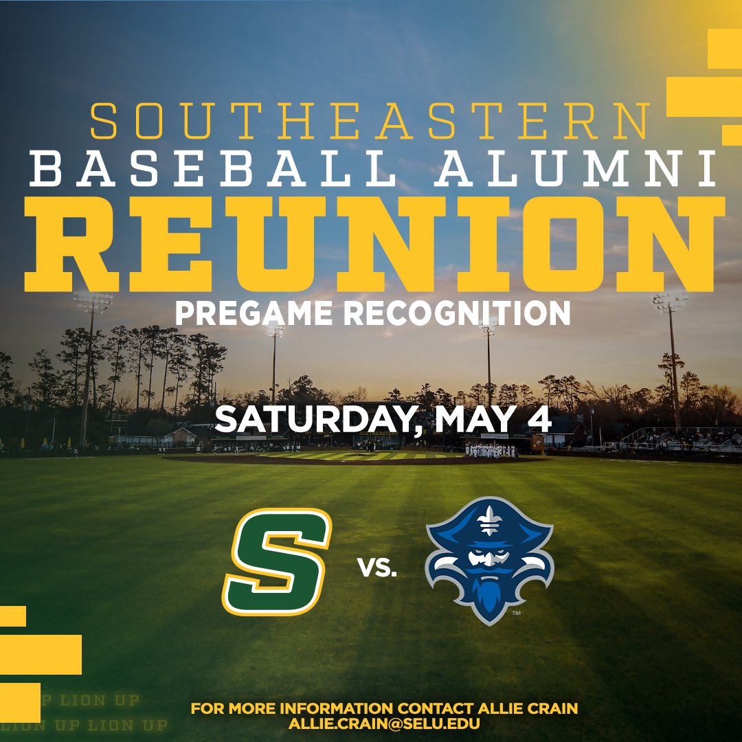 🗣️ Calling Lion Baseball Alumni!! 🗣️ Saturday’s game against the Privateers will be Alumni Day. There will be an on-field recognition before the start of the game. We’d love to see back in the Pat! Check-Ins will be at the main gate located by the Ticket Booth at 5:00PM!