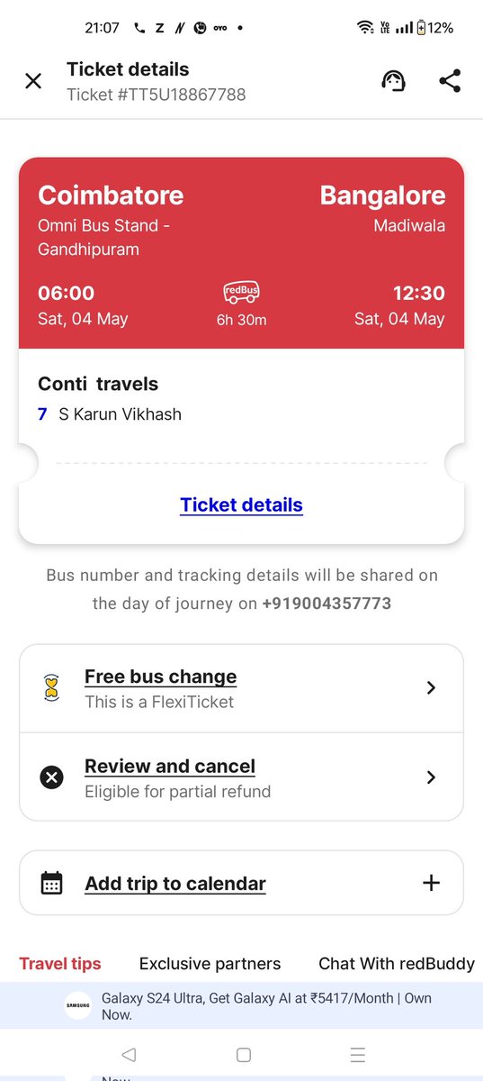 @redBus_in I had booked a ticket from Coimbatore to Bangalore on 4th May, with flexibility to reschedule once. I want the same ticket in the same operator and time for 5th May. It does not allow stating transporter not having reschedule policy !! Why are you misleading customers?