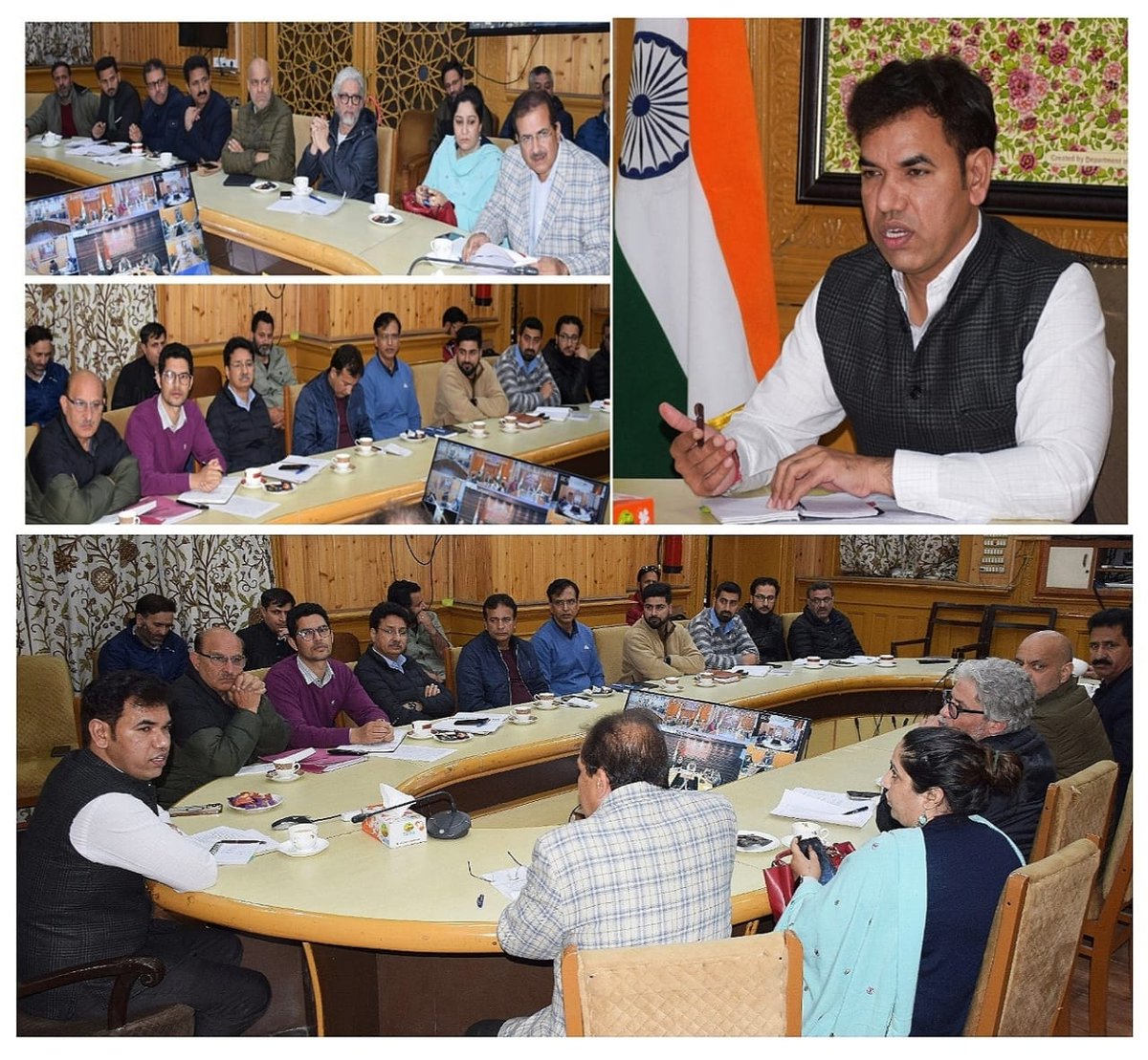 In view of the incessant heavy rainfall, Divisional Commissioner (Div Com) Kashmir, Sh. Vijay Kumar Bidhuri today convened a high level meeting to assess the overall situation and rescue operations. The meeting was attended by DIG Police, Kashmir; Deputy Commissioners; Chief