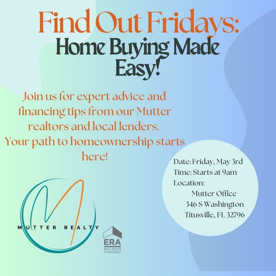 Find Out Friday!!! Know if you can or what you need to do to become a homeowner 🏡 #mutterrealtyerapowered #experienceiskey #knowyouroptions #homeownership #era #erarealestate