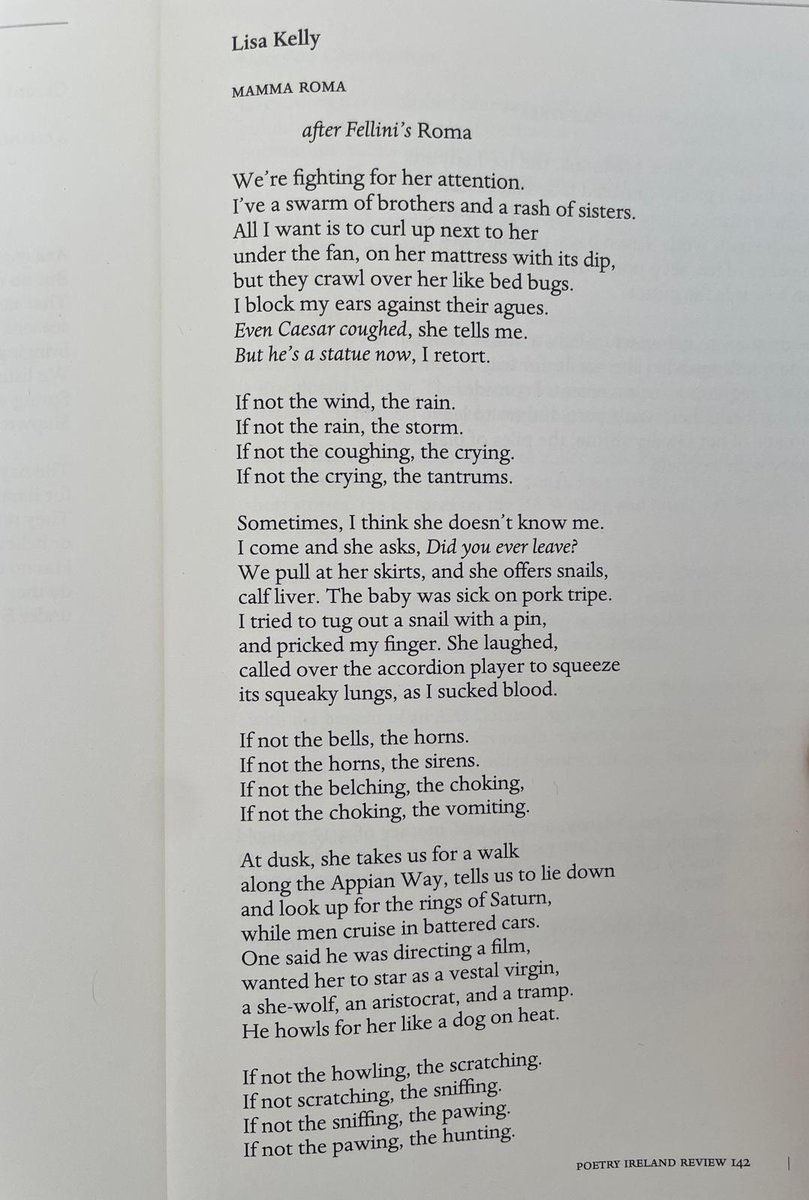 My copy of @poetryireland landed this morning...what a stunning cover by Geraldine O'Reilly. Enjoying reading all the poems & grateful @maryodonnell03 selected Mamma Roma to be in such fine company 😀