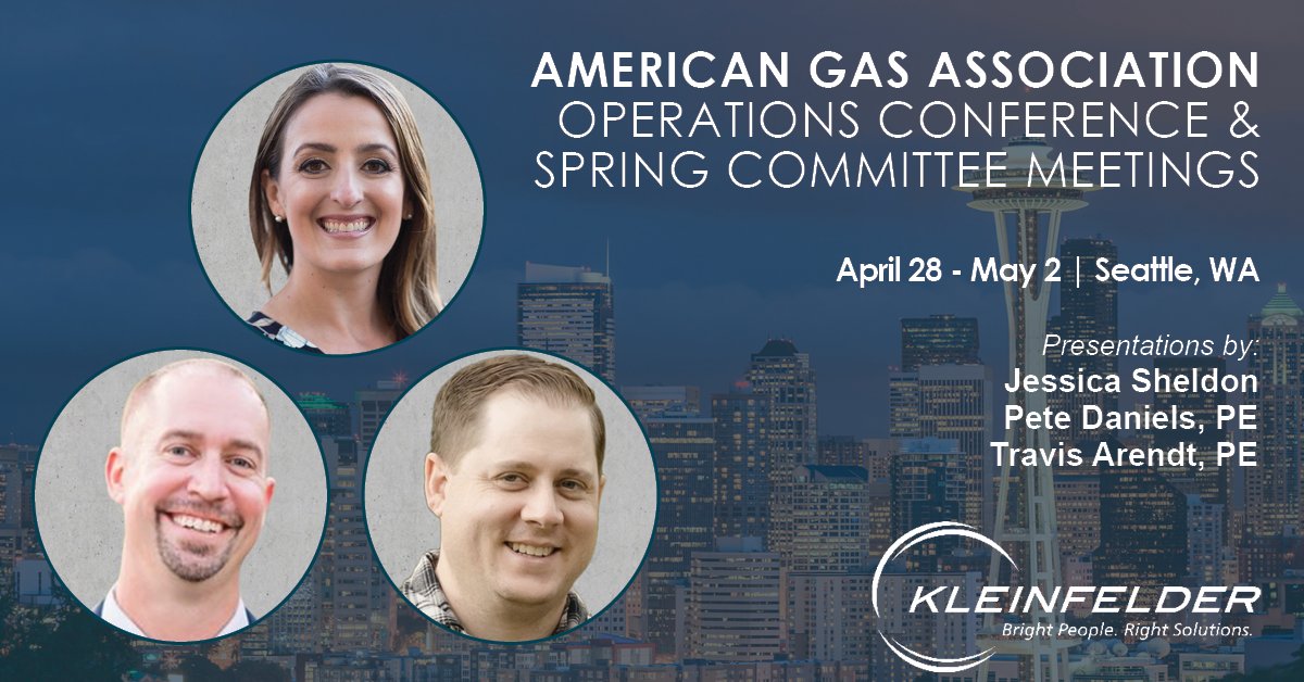 We're excited to attend this week's @aga_naturalgas Operations #Conference in #Seattle! Jessica Sheldon, Pete Daniels & Travis Arendt are #presenting + we have lots of staff attending & looking forward to connecting: aga.org/events/2024-ag… #WeAreKleinfelder #AGA2024 #NaturalGas