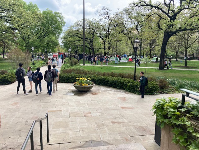 Our own personal encampment began this morning at The University of Chicago. This is clearly a violation of University policy (and note that all the tents are the same). I understand the demonstrators are chanting. We'll see if our administration has any spine!